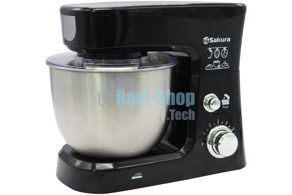 Миксер Sakura SA-6327BK черный, стационарный, 1000 Вт, 3.5 л, 6 скоростей