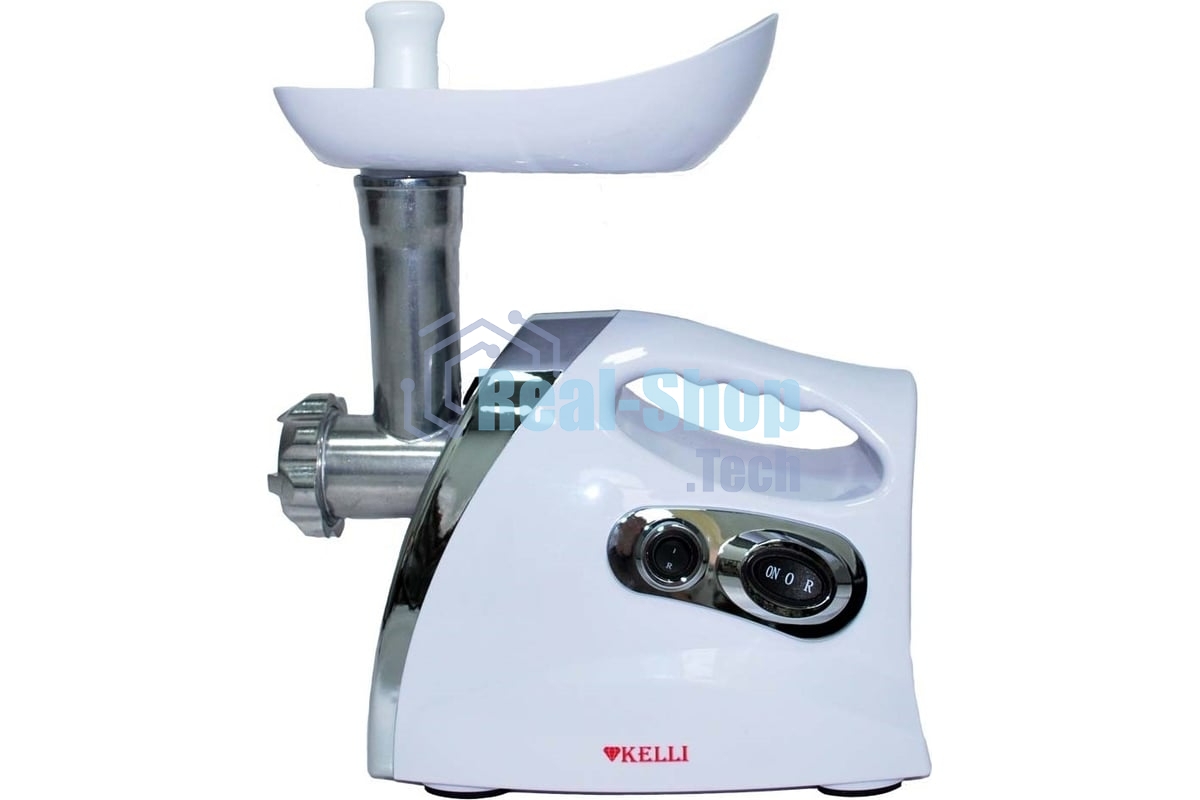 Мясорубка электрическая Kelli KL-5004 белый, 2600 Вт, 2 кг/мин, реверс, защита от перегрузки, насадки - 5