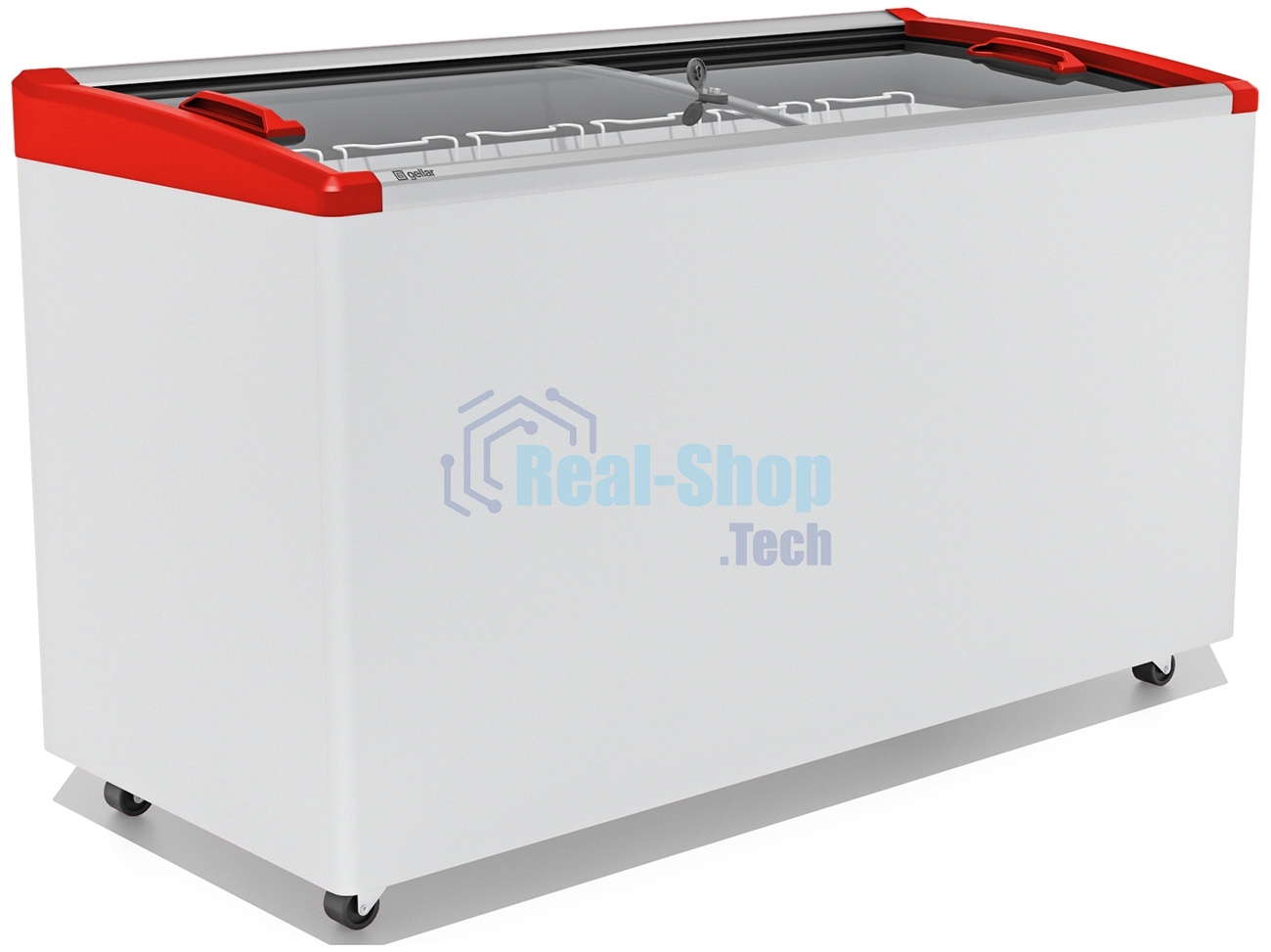 Морозильный ларь FROSTOR GELLAR FG 500 E, белый/красный, 450л, 5 корзин