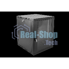 Шкаф коммутационный ЦМО ШРН-15.650-9005 настенный 15U 600x658мм пер.дв.стекл 200кг черный 600мм 180град.