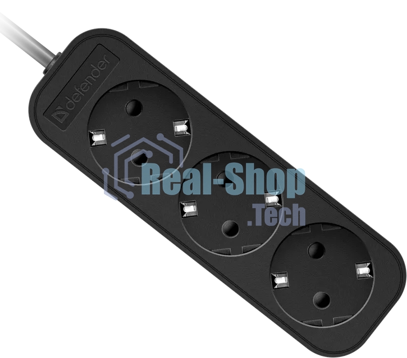 Удлинитель сетевой Defender M350 черный, 5 м, EURO, 3 розетки, 2200 Вт