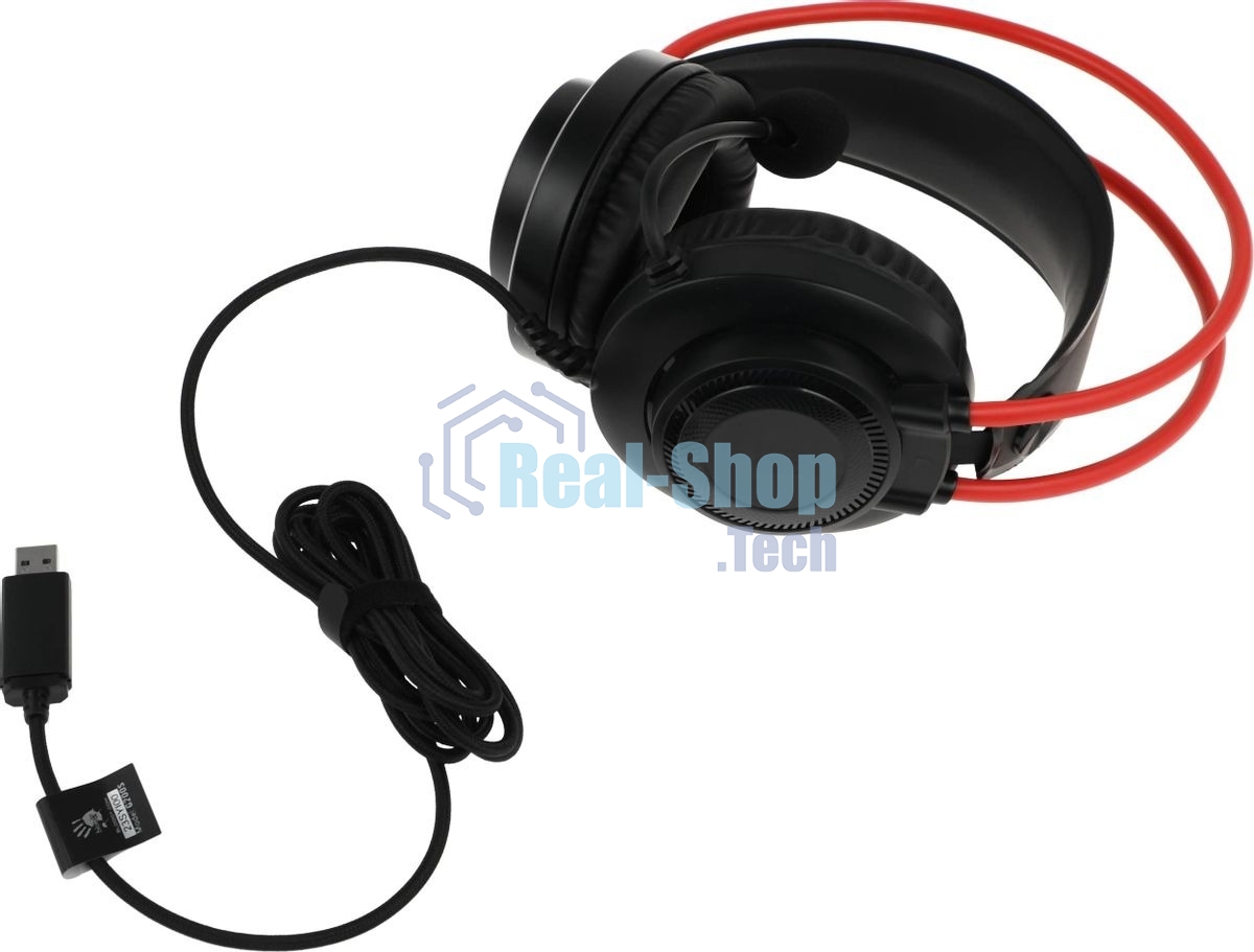 Гарнитура проводная с микрофоном A4Tech Bloody G200S черный/красный 2м мониторные USB оголовье (G200S USB/BLACK +RED)