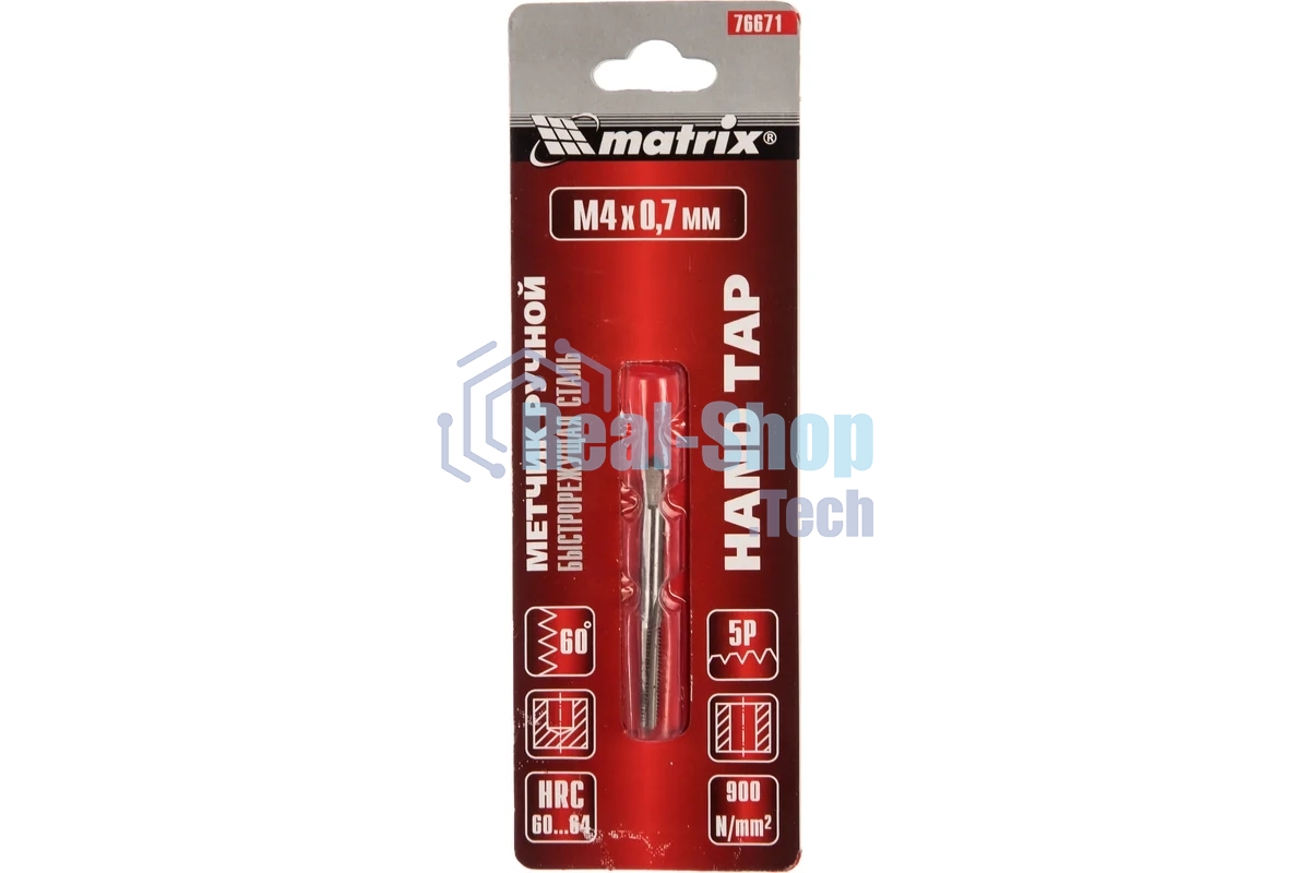 Метчик Matrix ручной М4x0,7 мм, Р6М5