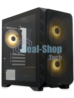 Компьютерный корпус без блока питания HSPD M321, Mesh Mini-tower, черный, slide TG, 0.45 SPCC, 2x140мм ARGb+1x120мм ARGb mATX, mITX 160/340/184мм 2x2.5