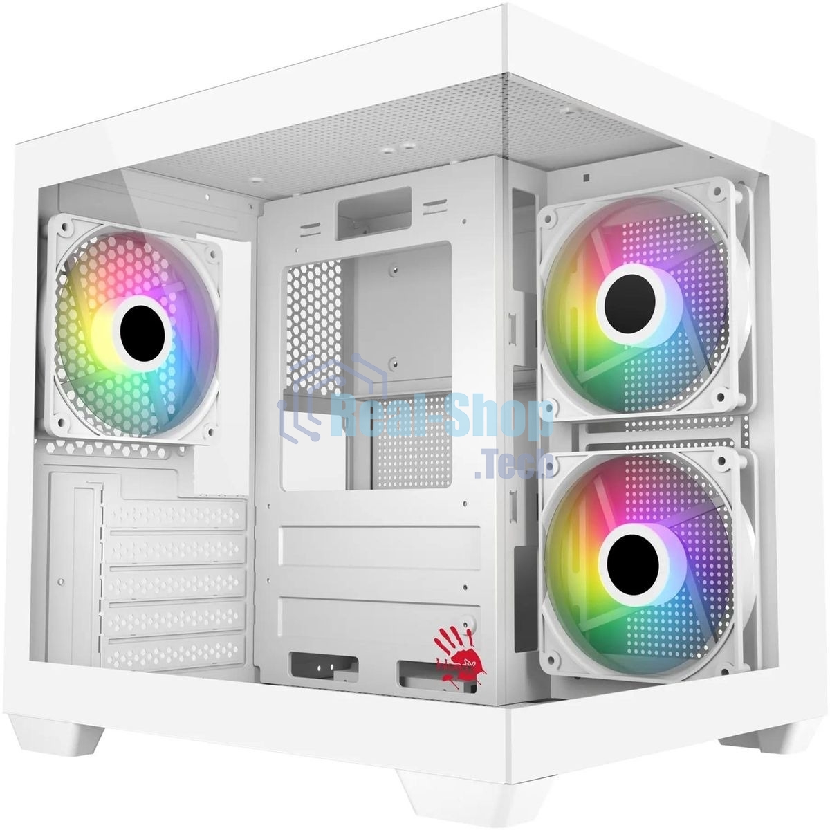 Компьютерный корпус Bloody CC-121 белый без БП mATX 7x120мм 1xUSB2.0 1xUSB3.0 audio