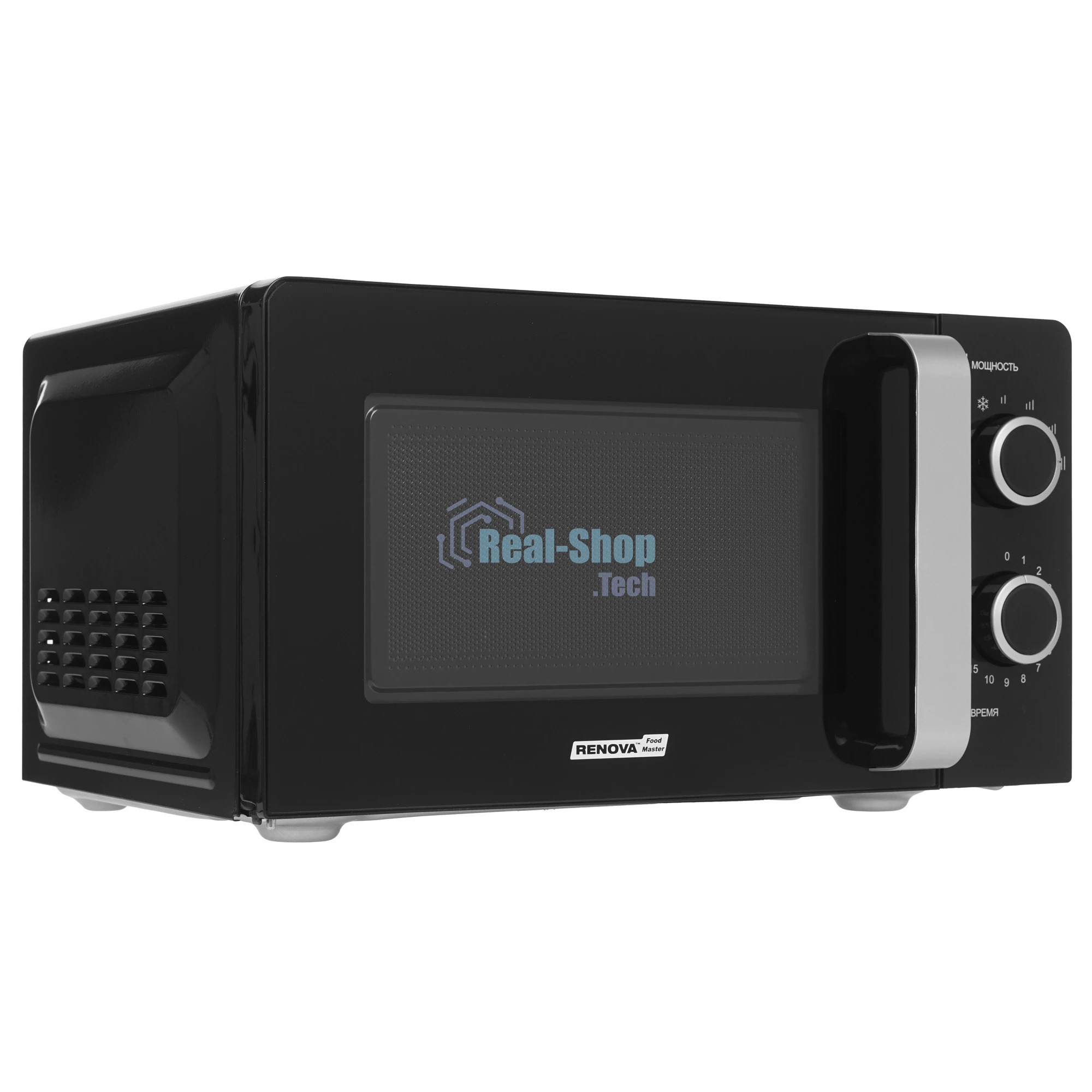 Микроволновая печь Renova MMS-20B1 черный, 20 л, 700 Вт, переключатели - поворотный механизм