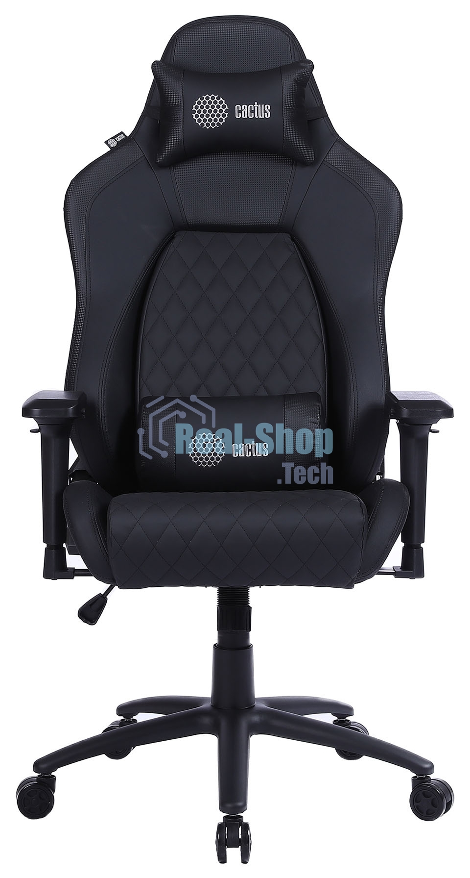 Кресло игровое Cactus CS-CHR-130-M, массажное, с подголовником, черный