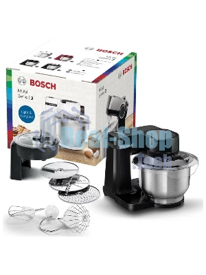 Кухонный комбайн Bosch MUMS2EB01, 700 Вт, 4 скорости, металл чаша 3,8 л, черный
