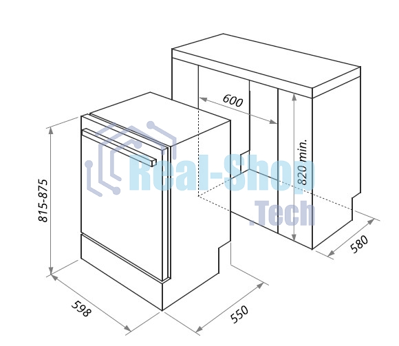 Встраиваемая посудомоечная машина HOMSair DW64E, серебристый, 59.8 см, 12 компл., 49 дБ, класс A++