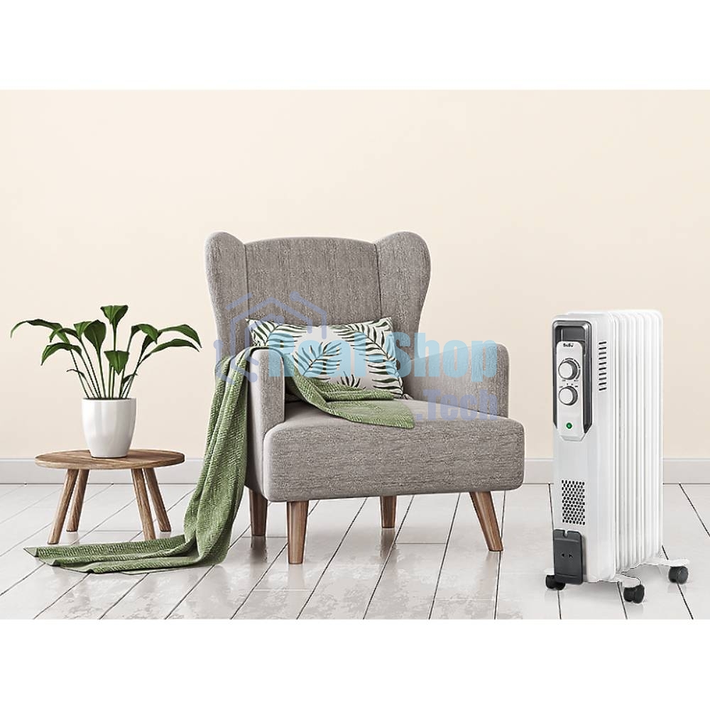 Обогреватель масляный Ballu CUBE BOH/CB-07W (7 секций), белый, 1500 Вт, 15 м2, механический термостат