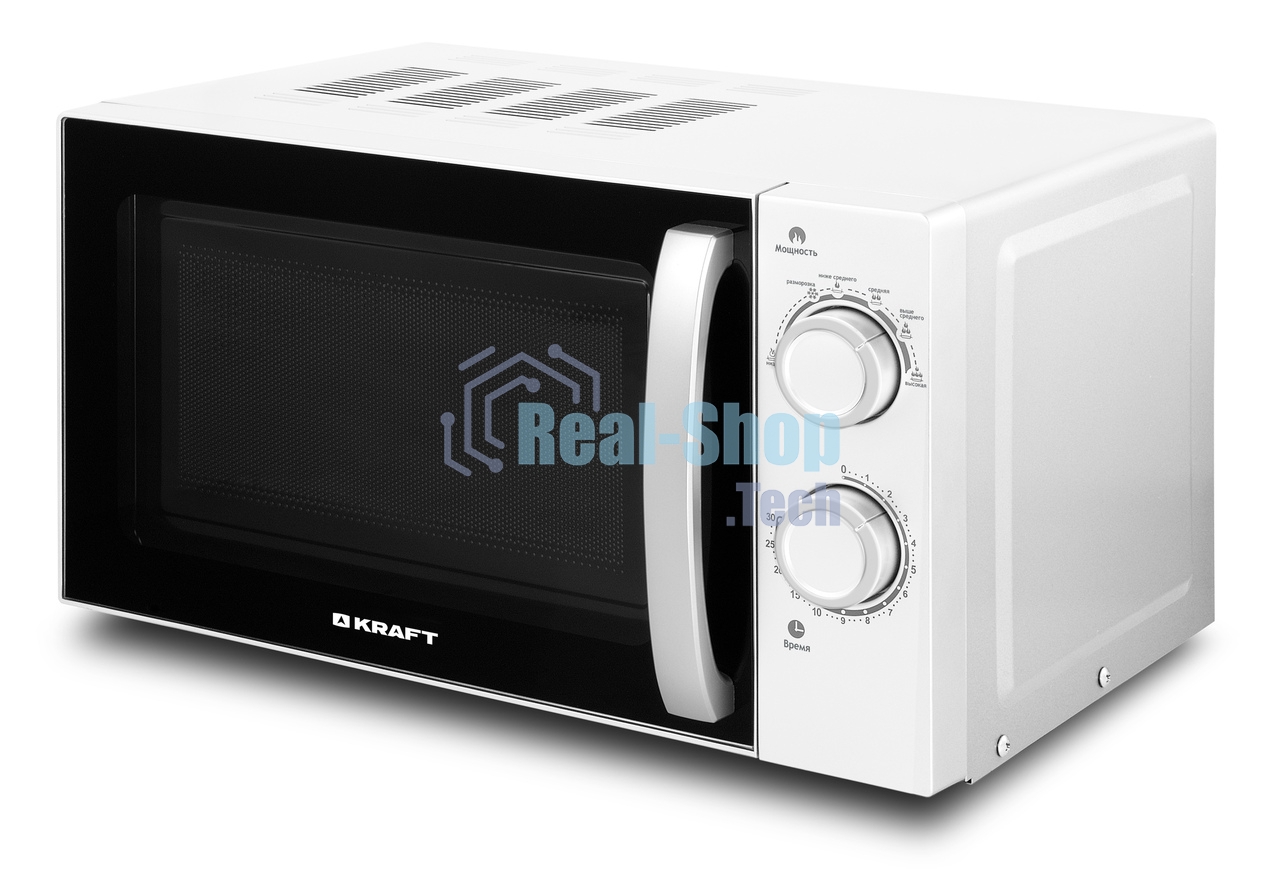 Микроволновая печь Kraft KF20MW7W-102M белый, 20 л, 700 Вт, переключатели - поворотный механизм