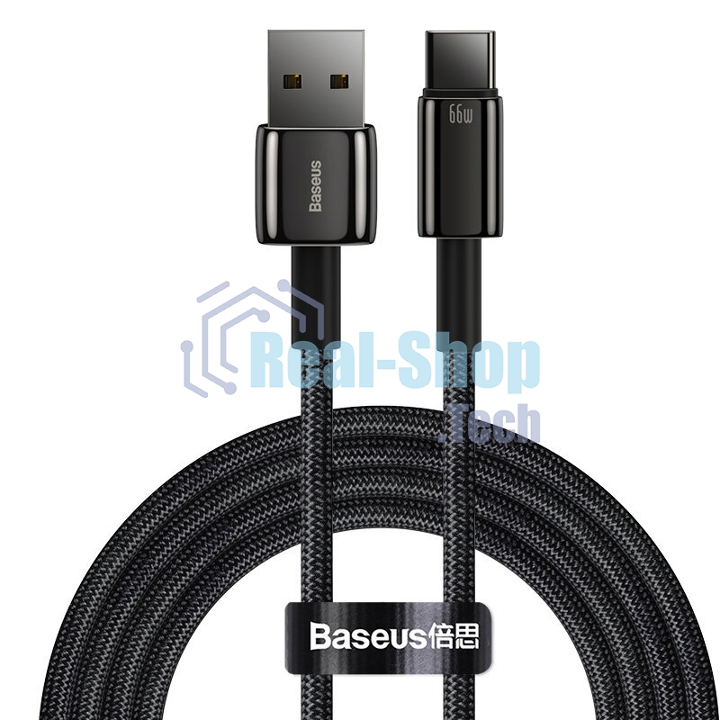 Кабель Baseus CATWJ-C01 Tungsten Gold Fast Charging Data Cable USB to Type-C 66W 2m Black