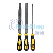 Набор напильников Deli DL352083 3шт инструментальная сталь T12, обрезиненная пластиковая рукоятка