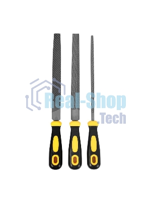 Набор напильников Deli DL352083 3шт инструментальная сталь T12, обрезиненная пластиковая рукоятка