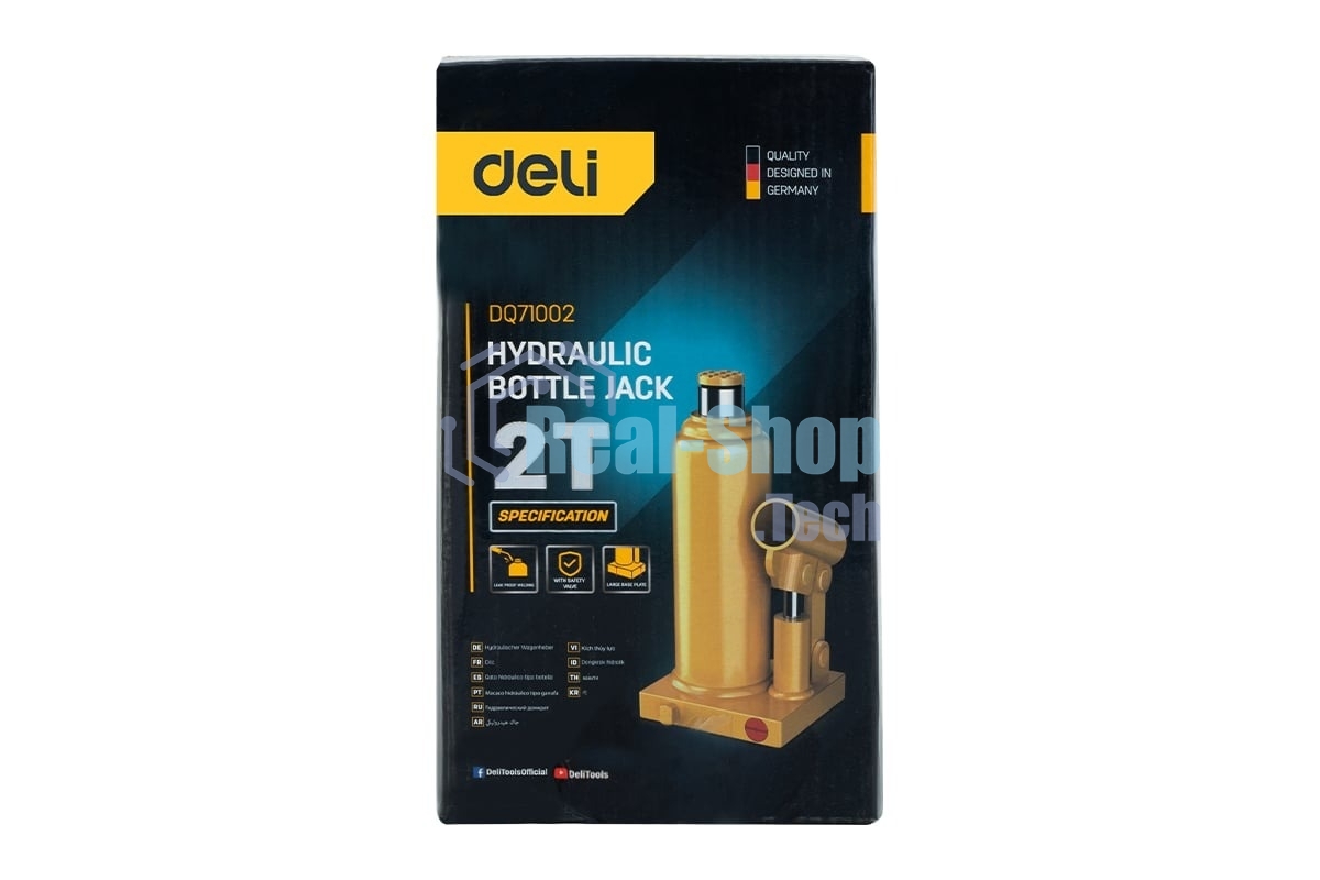 Домкрат бутылочный гидравлический Deli DQ71002 макс.грузоподъемность 2 т