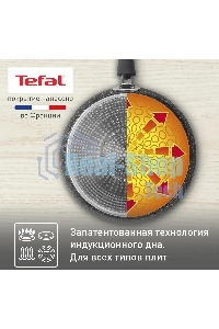 Сковорода блинная Tefal Rock 04235525 круглая 25см покрытие: Mineralia ручка несъемная (без крышки) черный