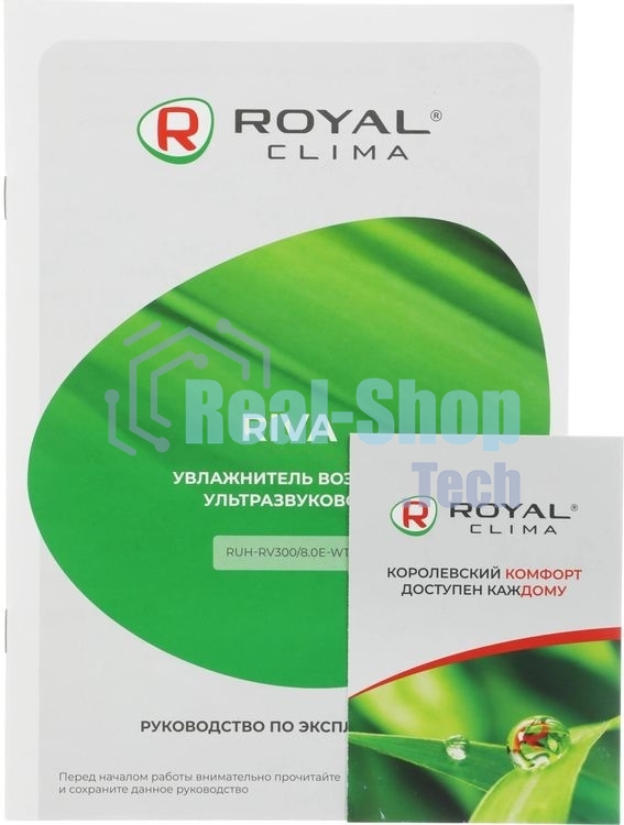 Увлажнитель воздуха Royal Clima RIVA RUH-RV300/8.0E-WT белый, 30 м², 8 л, ультразвуковой, гигростат, ароматизация, пульт ДУ, ночной режим, верхний залив воды