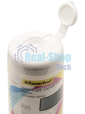 Салфетки Silwerhof Classic для экранов мониторов/плазменных/ЖК телевизоров/ноутбуков туба 100 шт влажных