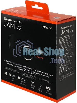 Беспроводные/проводные наушники Creative Jam V2 черный, накладные, Bluetooth + USB-C, до 22 ч