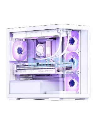 Корпус без блока питания JONSBO D300, Mini-Tower, TG, no fan, 2xUSB-A 3.2 + 1xUSB-C 3.2, mATX, mITX White
