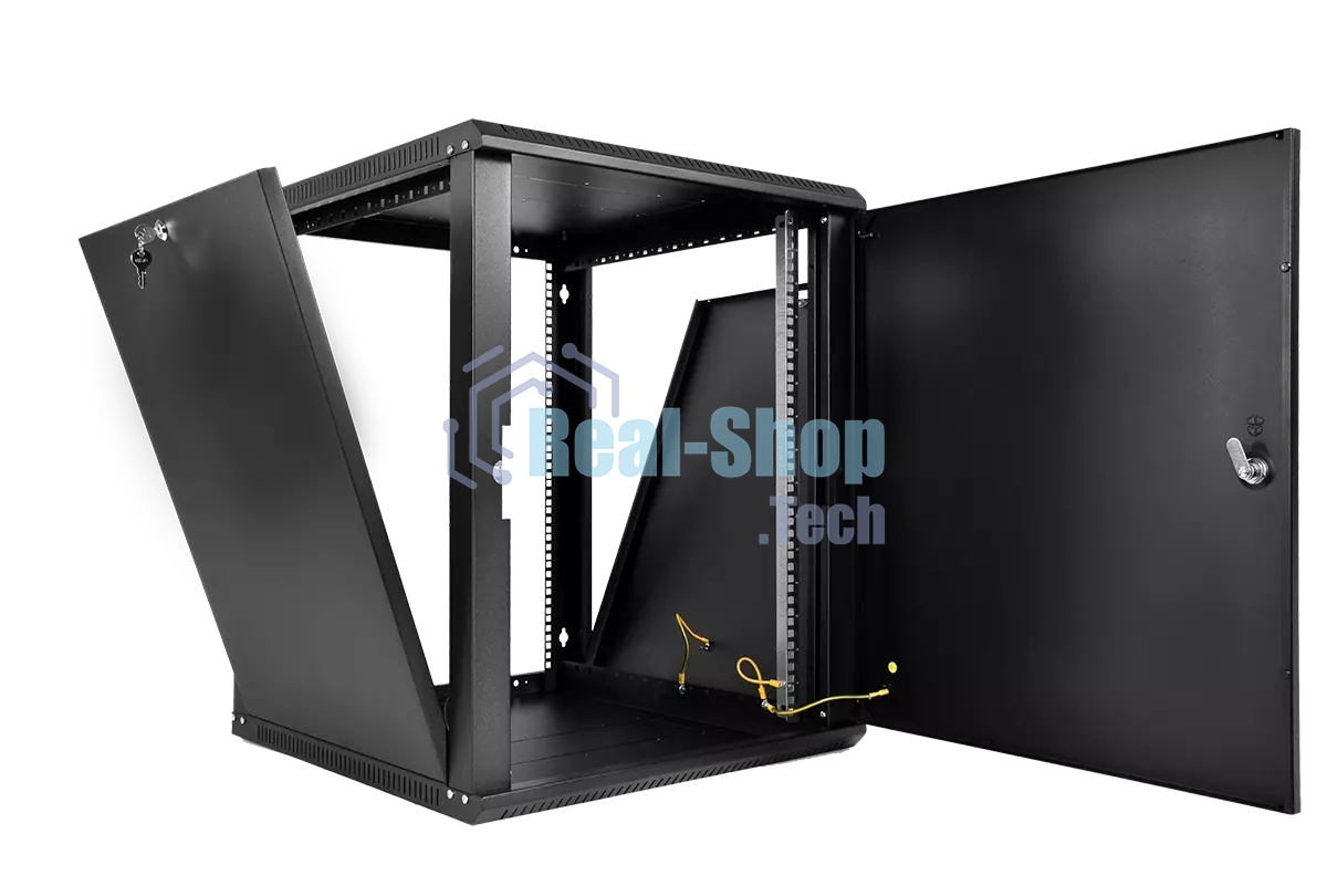 Шкаф телекоммуникационный настенный разборный ЦМО ЭКОНОМ 18U (600 520) дверь металл, черный