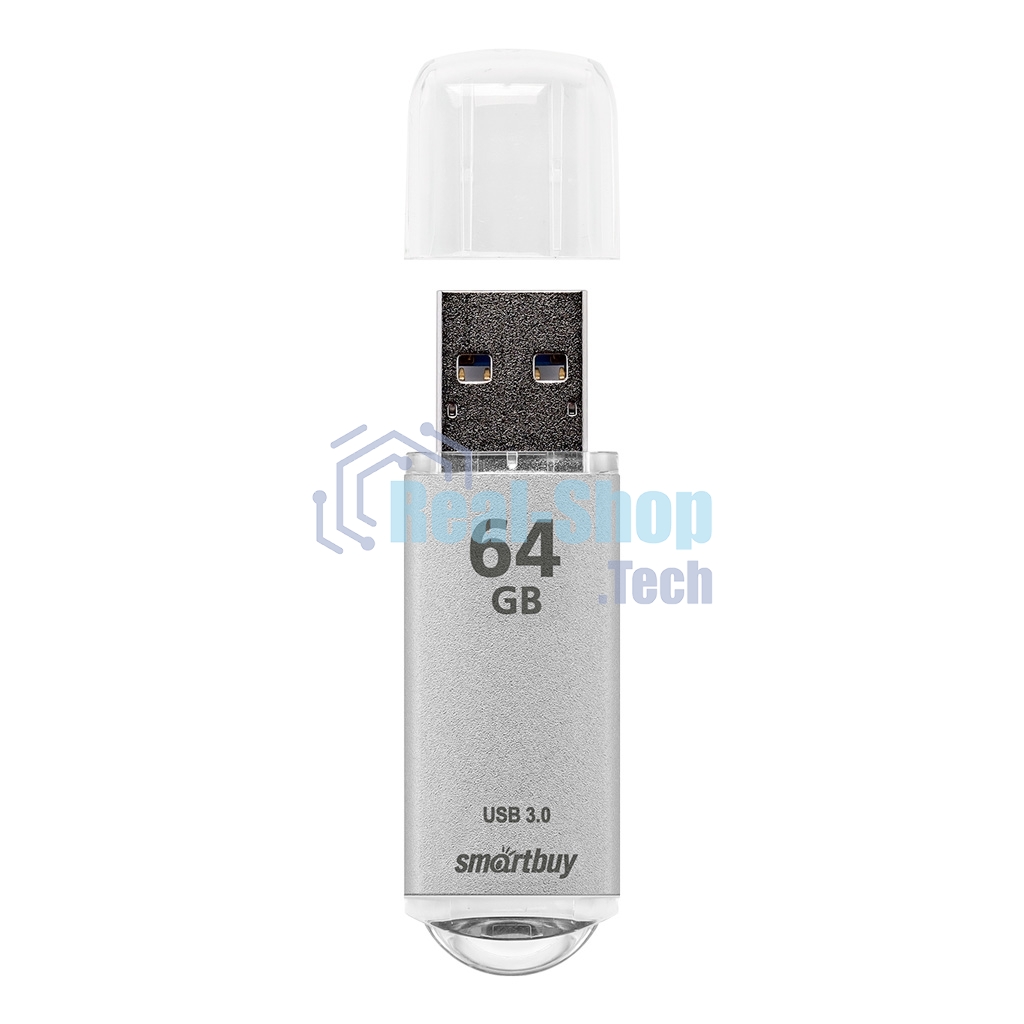Флешка USB Smartbuy 64Gb,V-CUT SILVER (SB64GbVC-S3), 64Gb, USB 3.0, R/W 75/25, серебристый