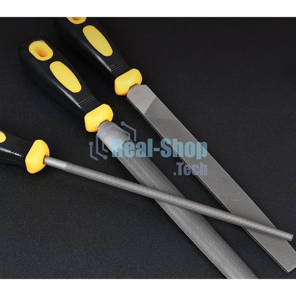 Набор напильников Deli DL352083 3шт инструментальная сталь T12, обрезиненная пластиковая рукоятка