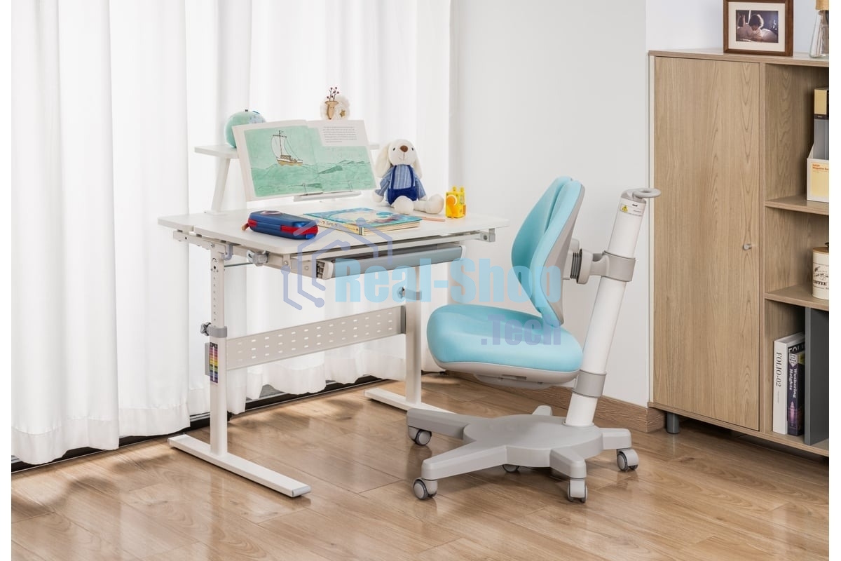 Кресло детское Cactus CS-CHR-3604BL голубой крестов. пластик серый