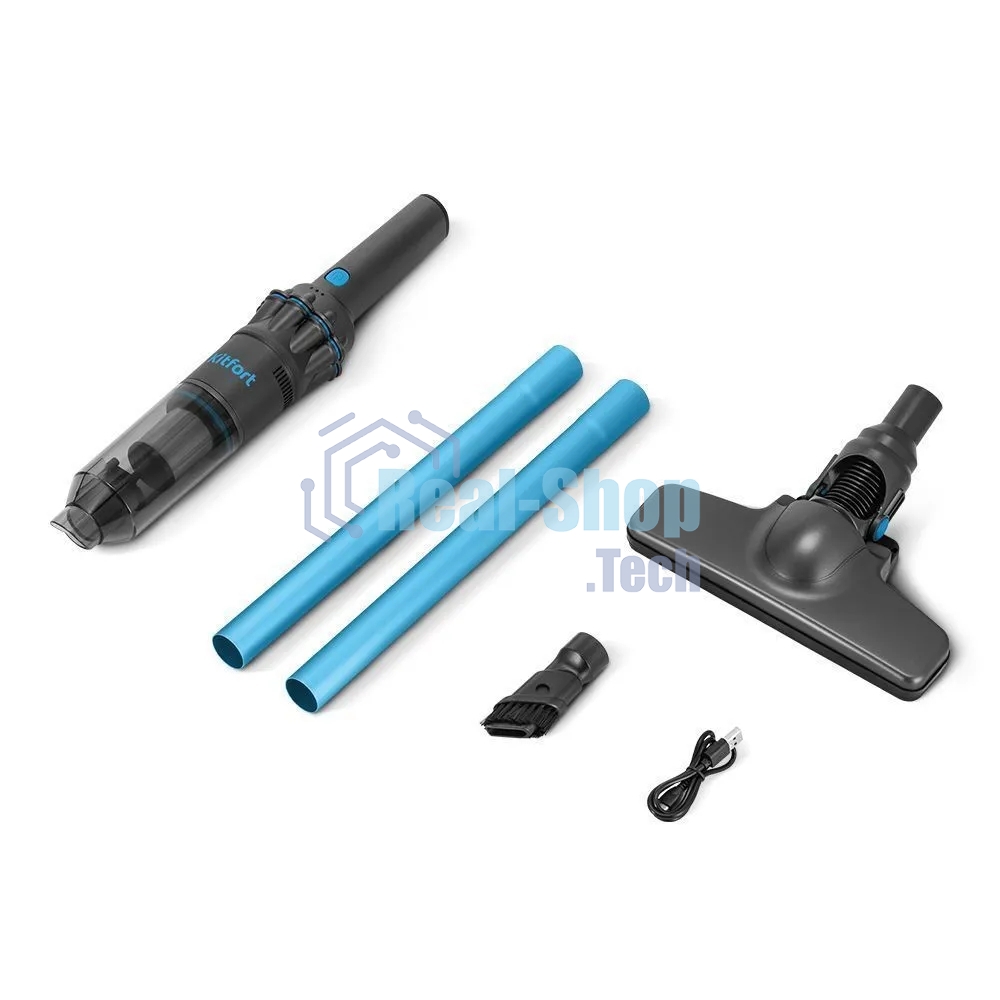 Пылесос ручной Kitfort КТ-5538 120Вт серый/голубой