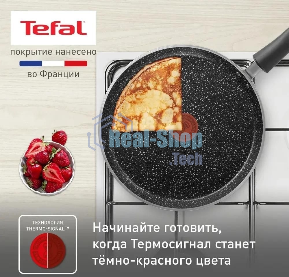 Сковорода блинная Tefal Rock 04235525 круглая 25см покрытие: Mineralia ручка несъемная (без крышки) черный