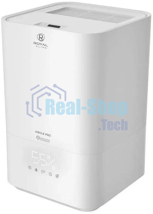 Увлажнитель воздуха Royal Clima RUH-ARP450/5.0E-WT белый, 40 м², 5 л, ультразвуковой, производительность 400 мл/ч, гигростат, сенсорное управление, верхний залив воды