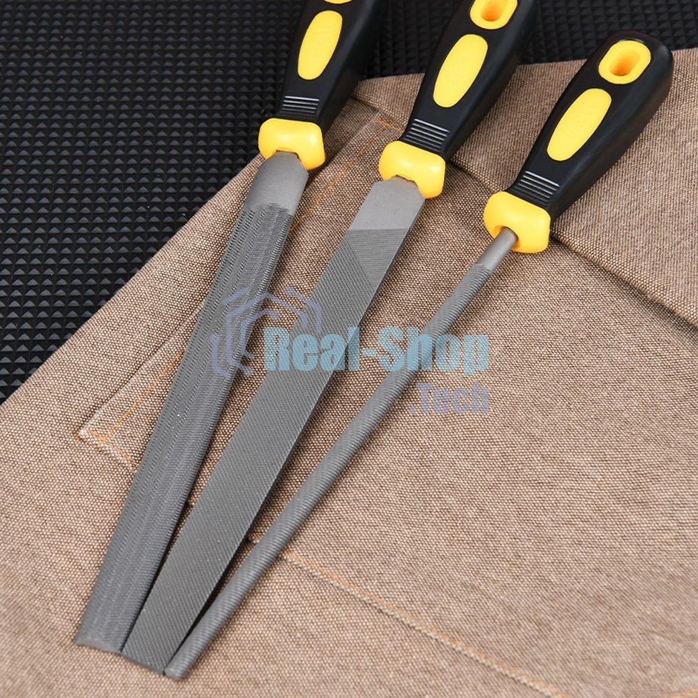 Набор напильников Deli DL352083 3шт инструментальная сталь T12, обрезиненная пластиковая рукоятка