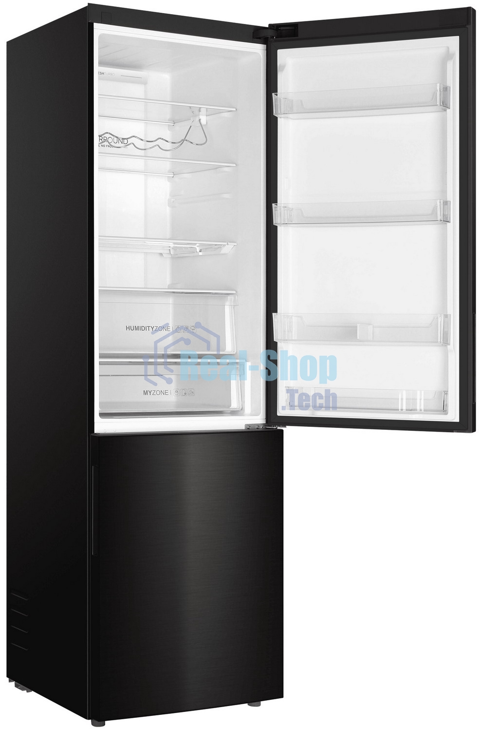 Холодильник Haier C4F740CBXGU1 черный двухкамерный 286/115л морозилка снизу, No Frost
