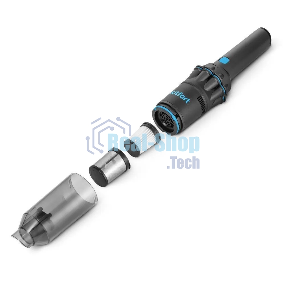 Пылесос ручной Kitfort КТ-5538 120Вт серый/голубой