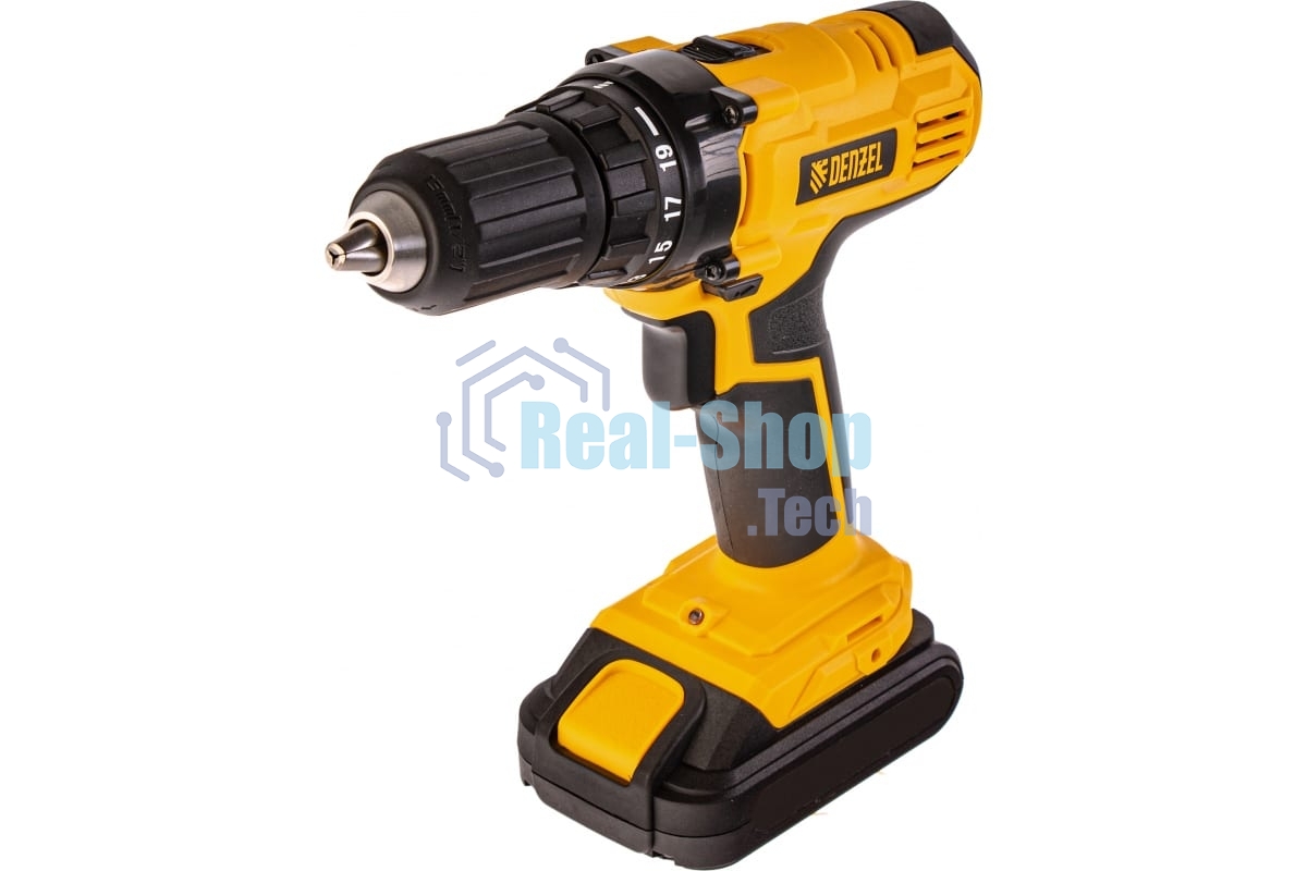 Дрель-шуруповерт Denzel CDL-IB-18-02, 18 В, 1,5 Ач, 40 Нм, щеточный