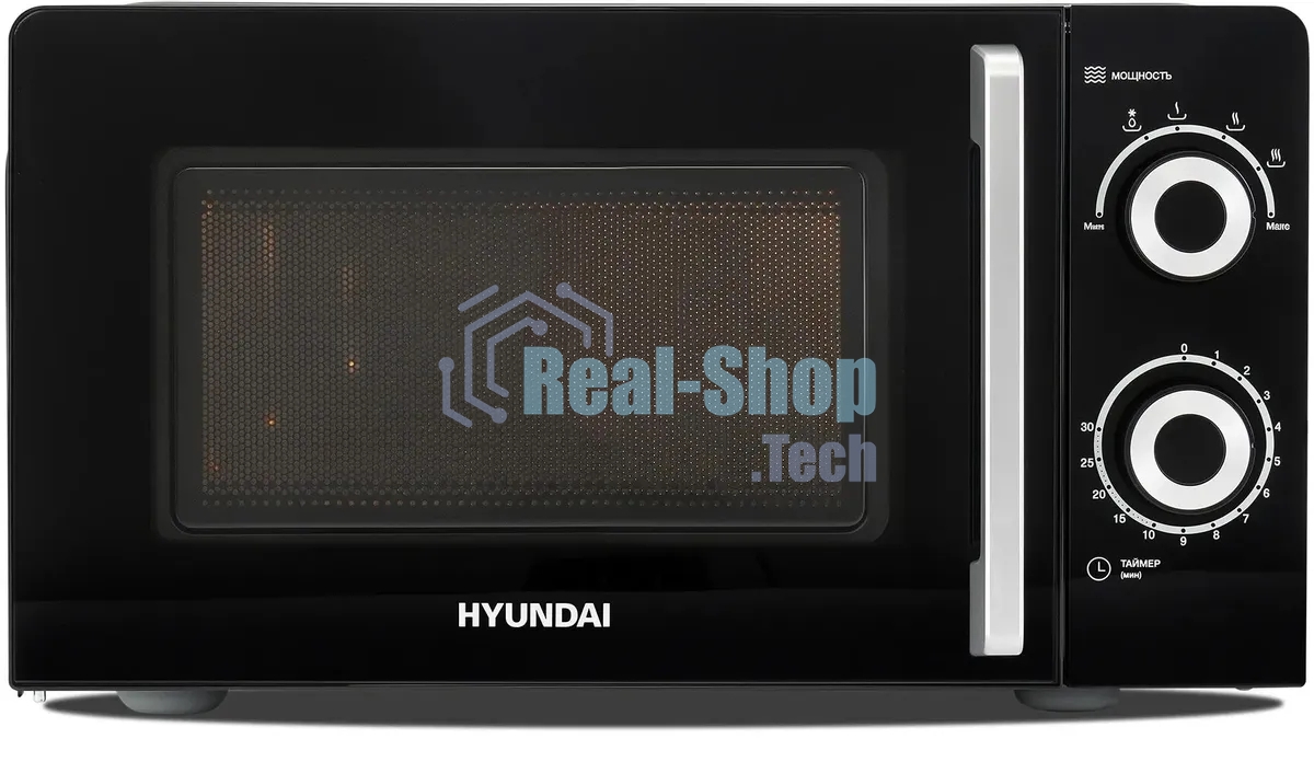 Микроволновая печь Hyundai HYM-M2054 черный/серебристый, 20 л, 700 Вт, переключатели - поворотный механизм