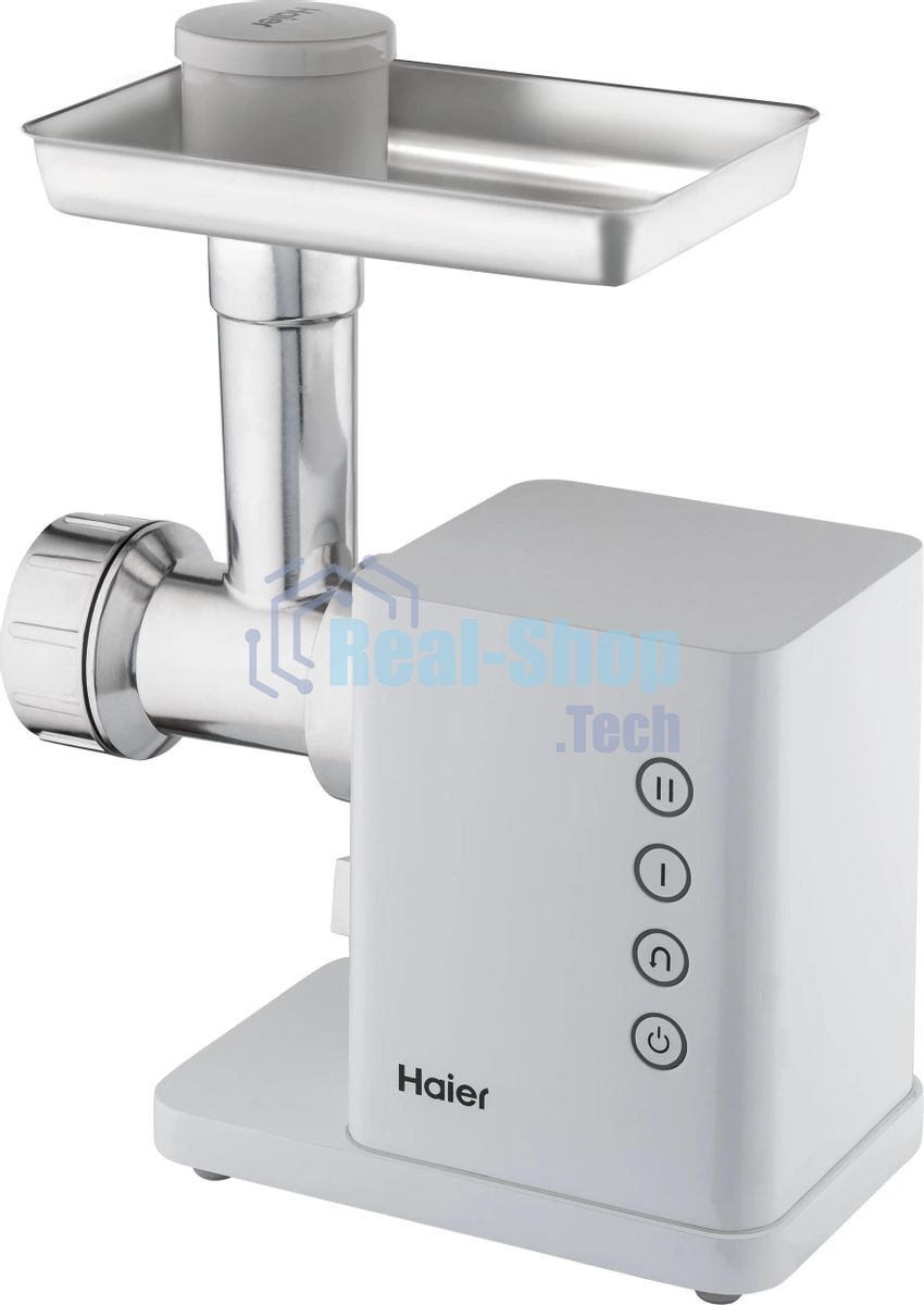 Мясорубка электрическая Haier HG-700 белый, 1900 Вт, 3.0 кг/мин, реверс, защита от перегрузки, металлический лоток, насадки - 5
