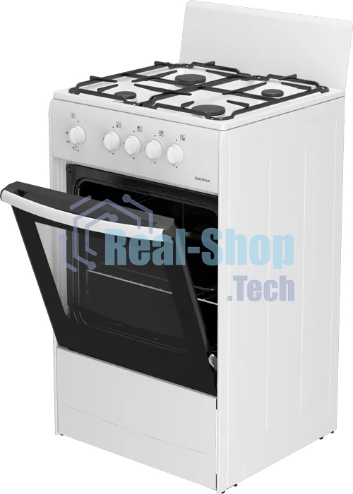 Плита газовая Darina S GM 441 001 W белый/черный, конфорок 4 шт, духовка 50 л, 50 см x 85 см x 51 см