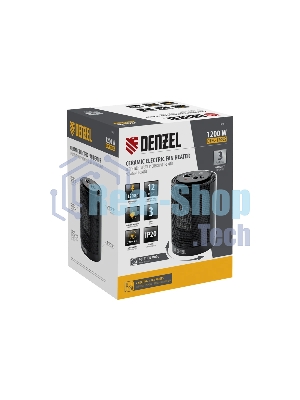 Тепловентилятор керамический Denzel DTFC-1200S, черный, 600/1200 Вт, 12 м2, 3 режима, термостат