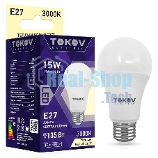 Лампа светодиодная TOKOV ELECTRIC 15Вт А60 3000К Е27 176-264В Лампа светодиодная TOKOV ELECTRIC 15Вт А60 3000К Е27 176-264В