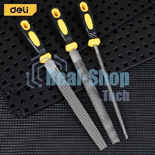 Набор напильников Deli DL352083 3шт инструментальная сталь T12, обрезиненная пластиковая рукоятка