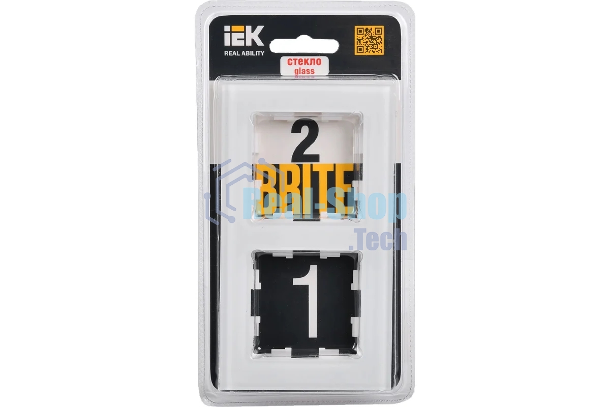 Рамка 2-местная IEK BRITE РУ-2-2-БрБ стекло белый