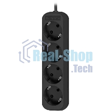 Удлинитель Defender M430 черный, 3 м, EURO, 4 розетки, 2200 Вт