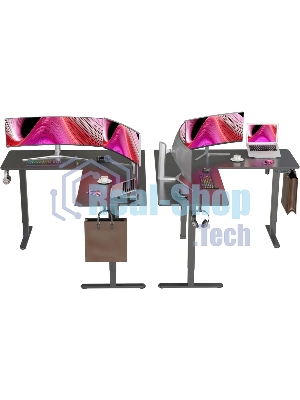 Стол компьютерный Cactus угловой подъемный столешница МДФ черный каркас черный 1600х1400х720х1180 мм (CS-EDXL-BBK)