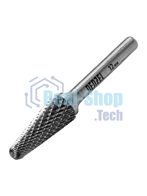 Борфреза по металлу Denzel твердосплавная, коническая закругленная, тип-L, 12 мм