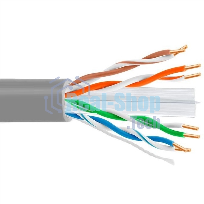 Кабель витая пара UTP 5bites US6575-305A, бухта 305м, Cat.6, 4 пары, одножильный, 23awg, 4X2X1/0.50, CCA/PVC/BLUE