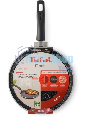 Сковорода блинная Tefal Rock 04235525 круглая 25см покрытие: Mineralia ручка несъемная (без крышки) черный
