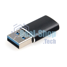Переходник USB3.1 Cablexpert A-USB3.1-AMCF, AM/Type-C(F), 5 Гбит/с, QC3.0, метал.корпус, Pro, черный, пакет