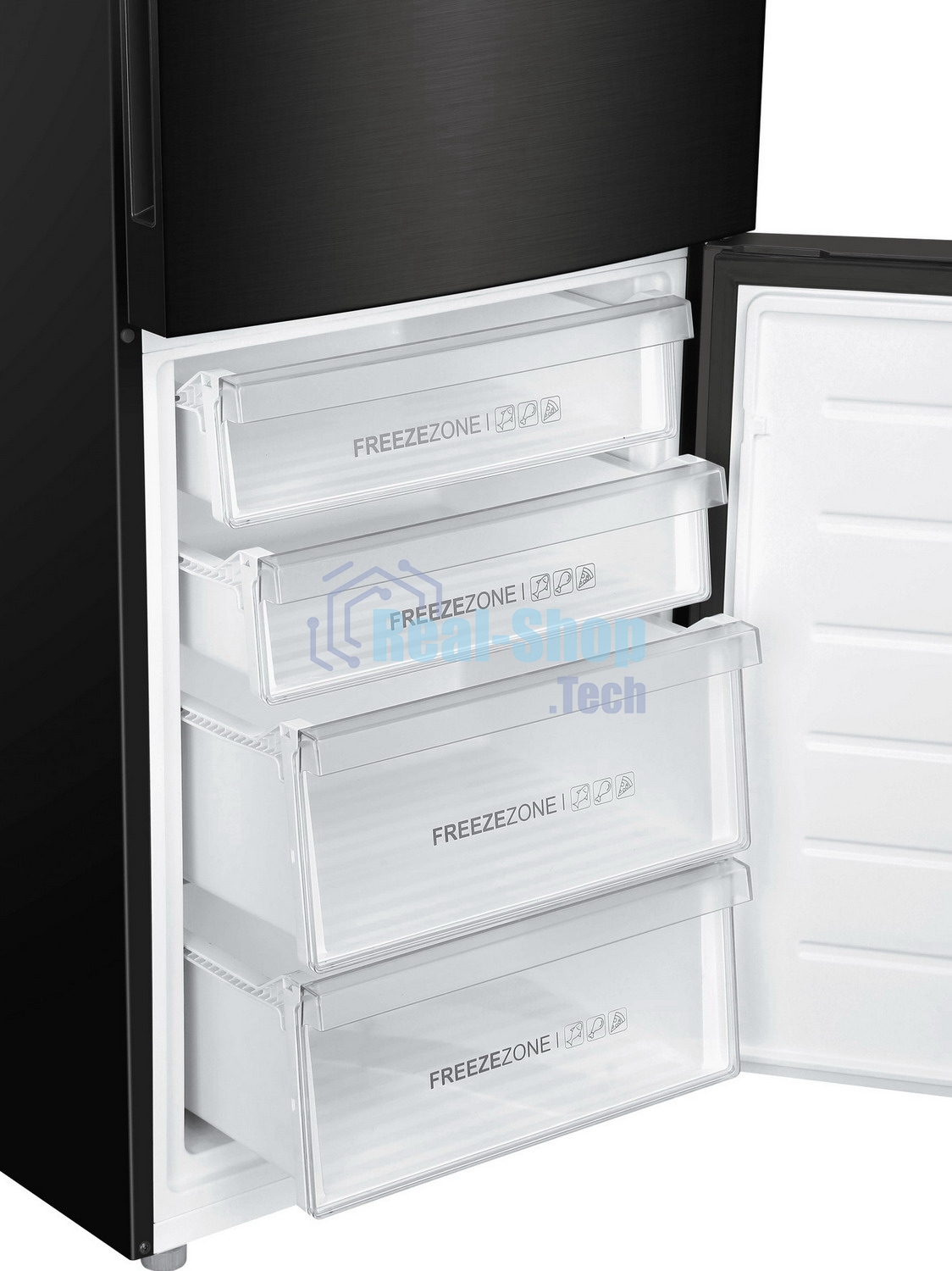 Холодильник Haier C4F740CBXGU1 черный двухкамерный 286/115л морозилка снизу, No Frost