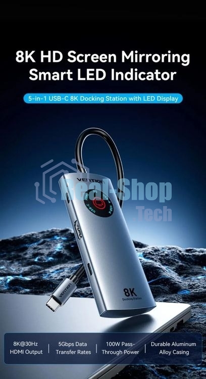 USB-концентратор Vention TQXHB, USB Type-C, USB/USB Type-C/HDMI, USB Type-C